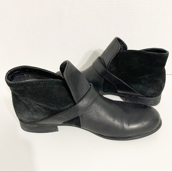 Franco Sarto Merit Leather and Suede Booties Adjustable Strap with Buckle Black - Picture 3 of 9